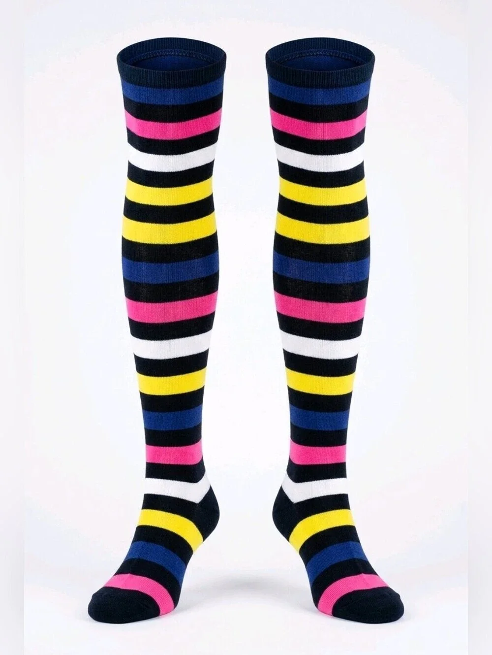 NEW! 🌈🧦Rainbow Striped HIGH SOCKS PRIDE & SOLIDARITY CUTE BOLD UNISEX FUN OS